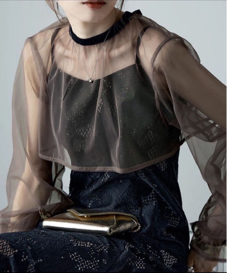 3wayシフォンボレロ&レースキャミドレス 結婚式 ワンピース　Ｌサイズ　黒