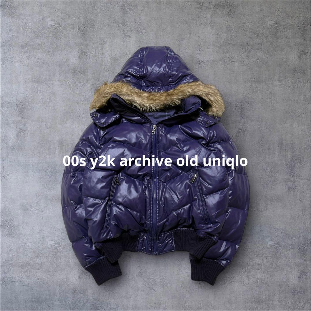 未使用級 00s オールドユニクロ 3way ダウンジャケット 光沢 y2k 紫