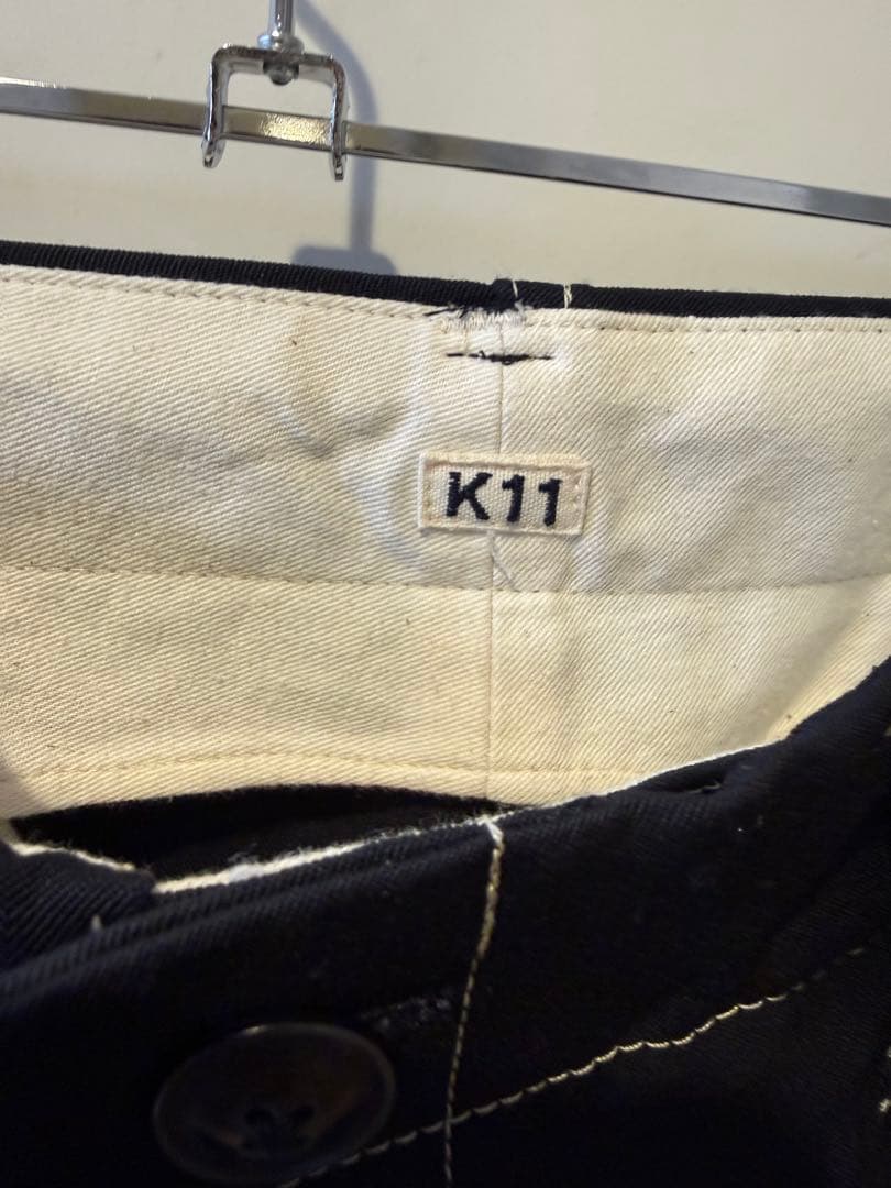 日本製コッキKHOKIウール100%ブラックカーゴパンツ