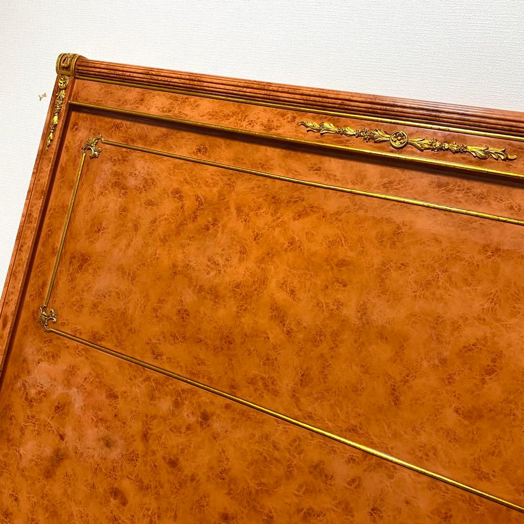 イタリア製 ヴィンテージ バロック ゴールド 彫刻 キングベッド ヘッドボード