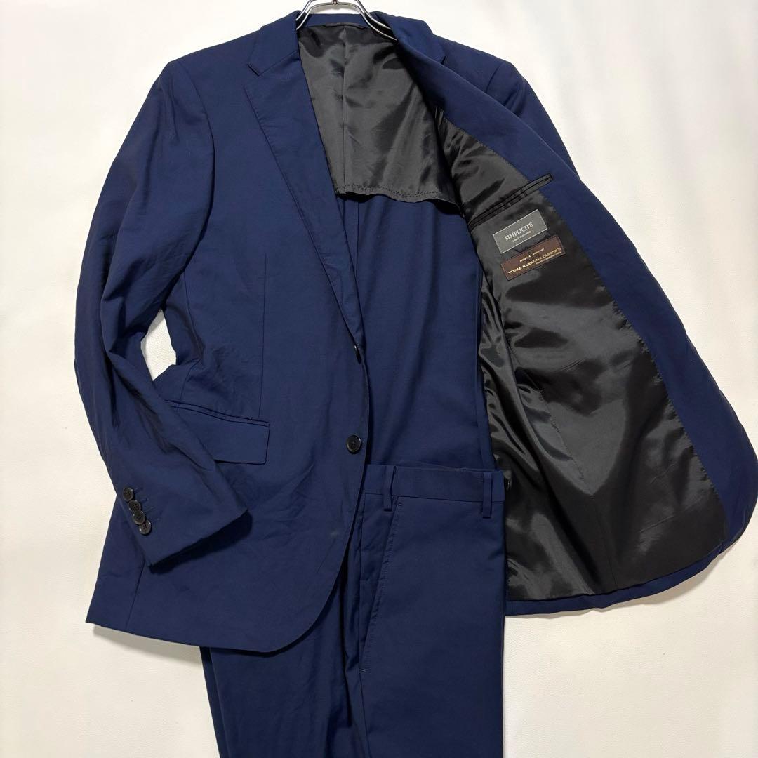 シンプリシテェ カノニコ生地 モヘヤ混 XLサイズ スーツ セット ブルー系
