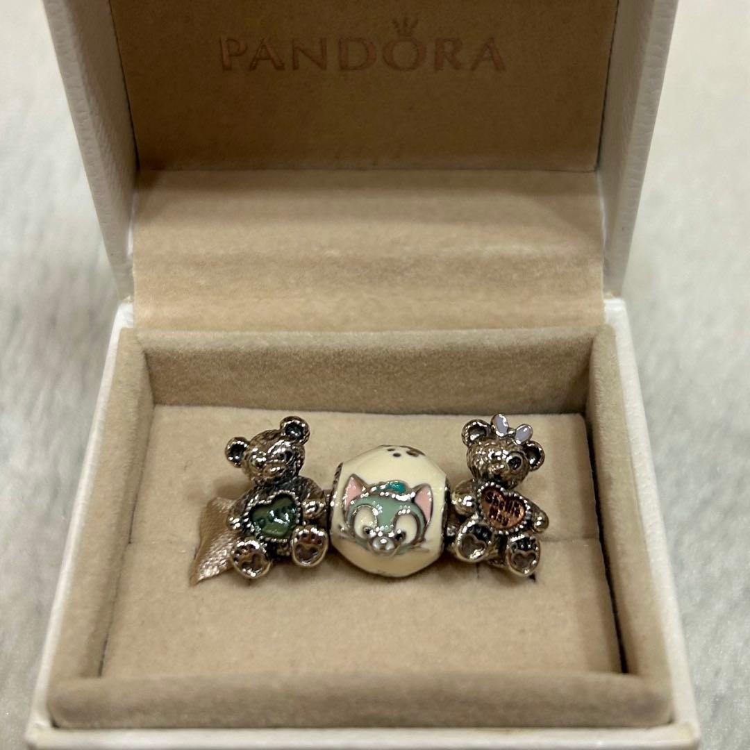 新品　パンドラ　ダッフィー　シェリーメイ　ジェラトーニ　チャーム　純銀　3個