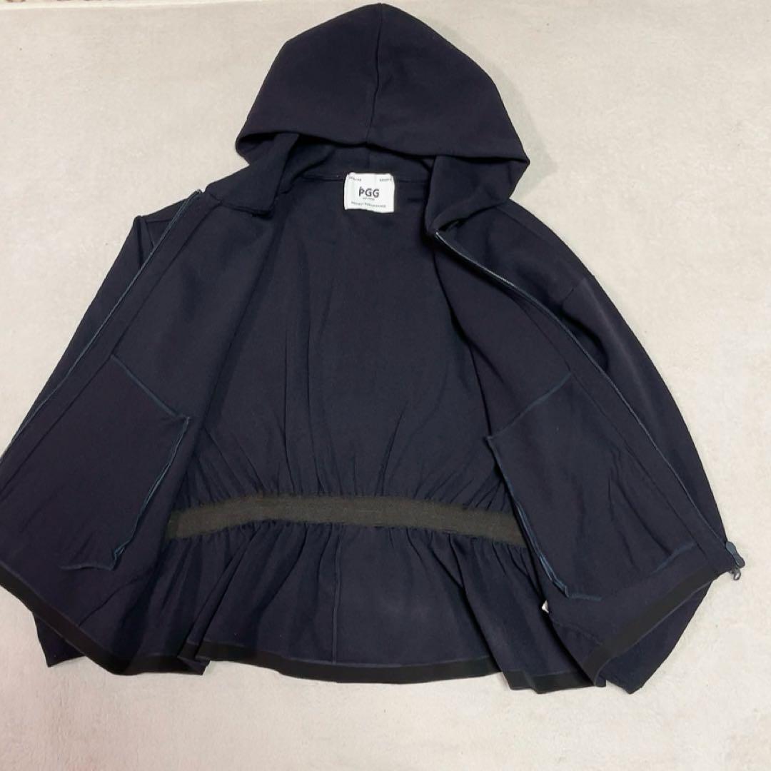 極美品　PGG パーリーゲイツ ジップパーカー ペプラム　ギャザー　ネイビー