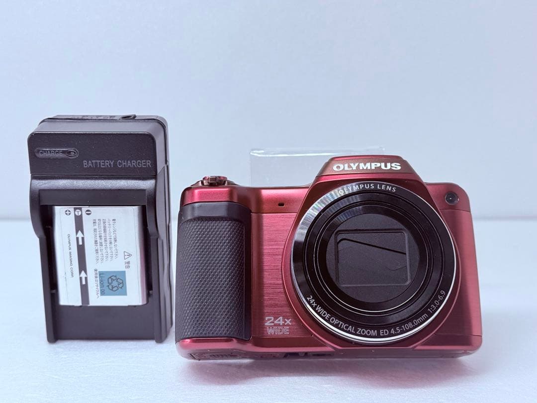 OLYMPUS STYLUS SZ-15レッド 動作確認済 24倍ズーム レトロ