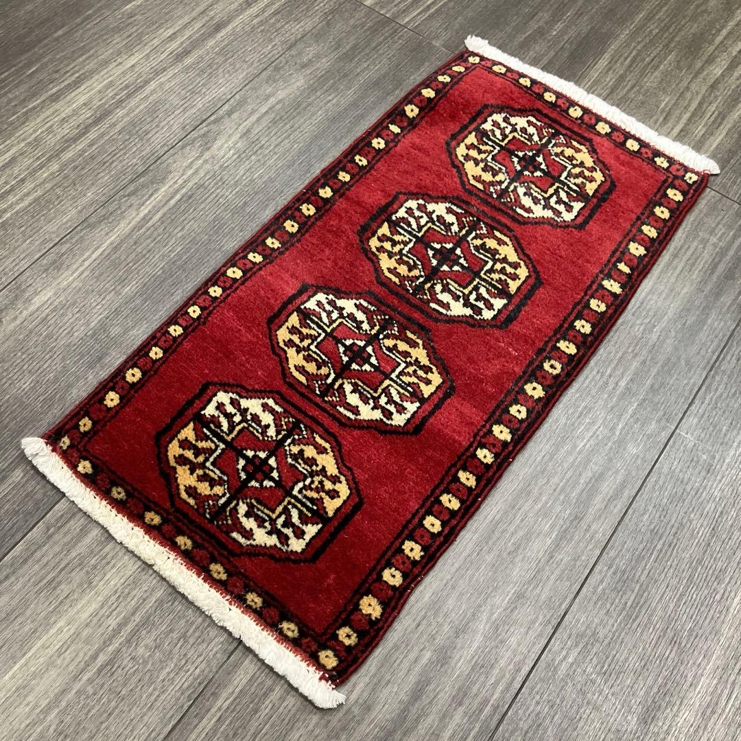 31cmx61ミニラグあがりかまちラグ　ヴィンテージ ラグパキスタン手織り絨毯