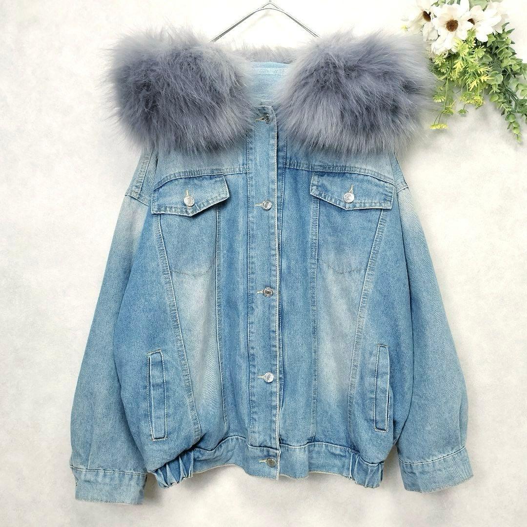 ミカーレミカーレ 4way ボア ファー デニムジャケット オーバーサイズ