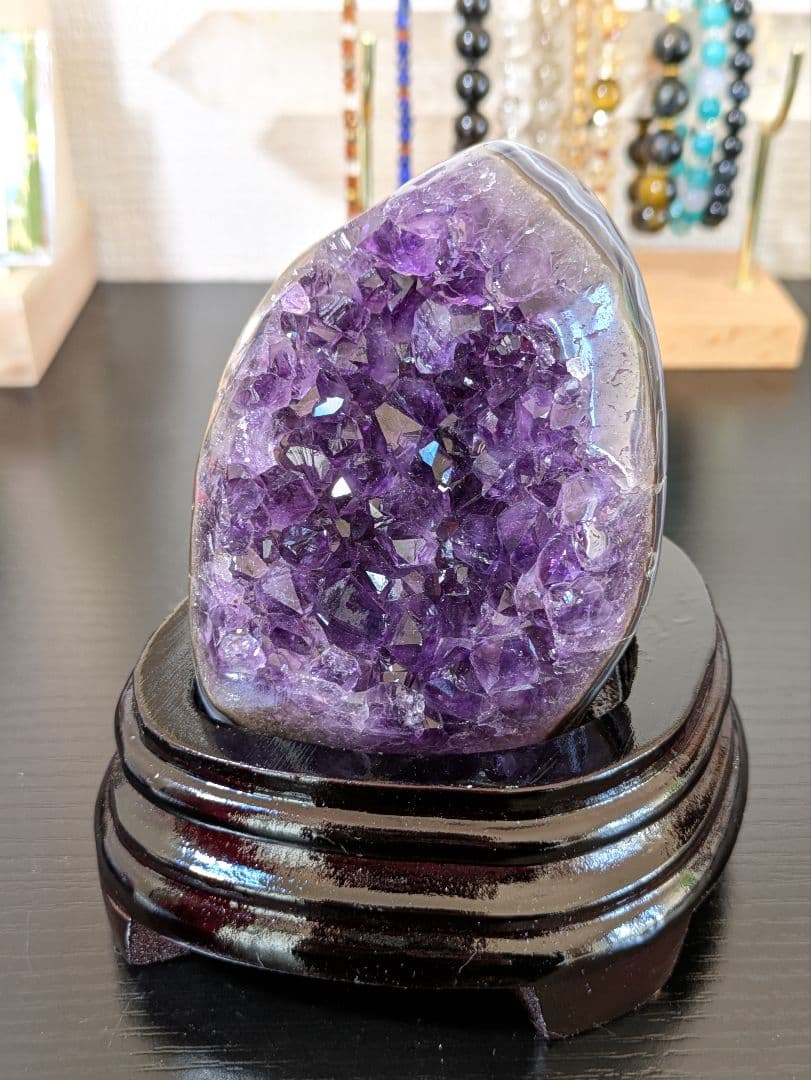 最終価格✨ 高品質✨ アメジストクラスター 木製台座付き