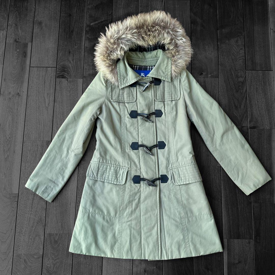 バーバリーブルーレーベル　ラクーンファー　モッズコート　ミリタリーコート