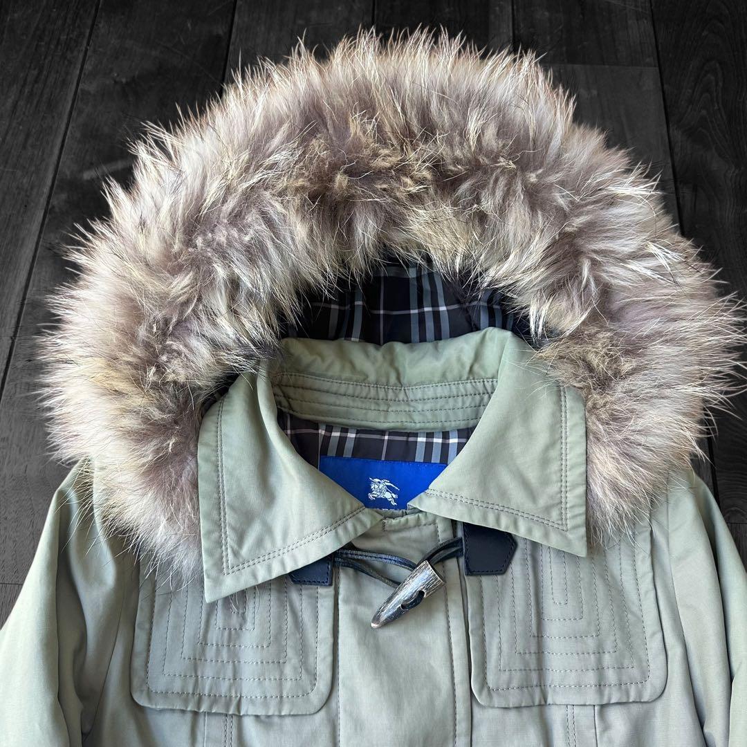 バーバリーブルーレーベル　ラクーンファー　モッズコート　ミリタリーコート