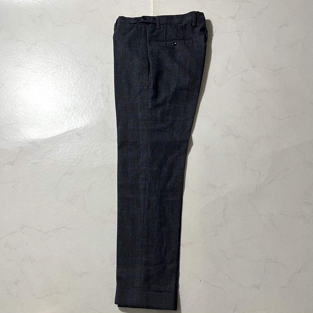 美品 インコテックス ウールスラックス パンツ チェック 48 L グレー系