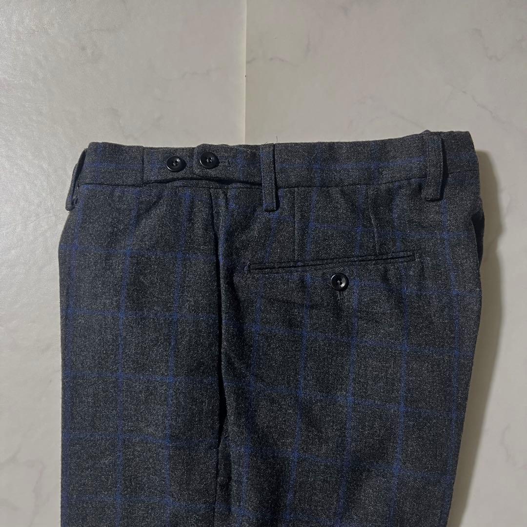 美品 インコテックス ウールスラックス パンツ チェック 48 L グレー系