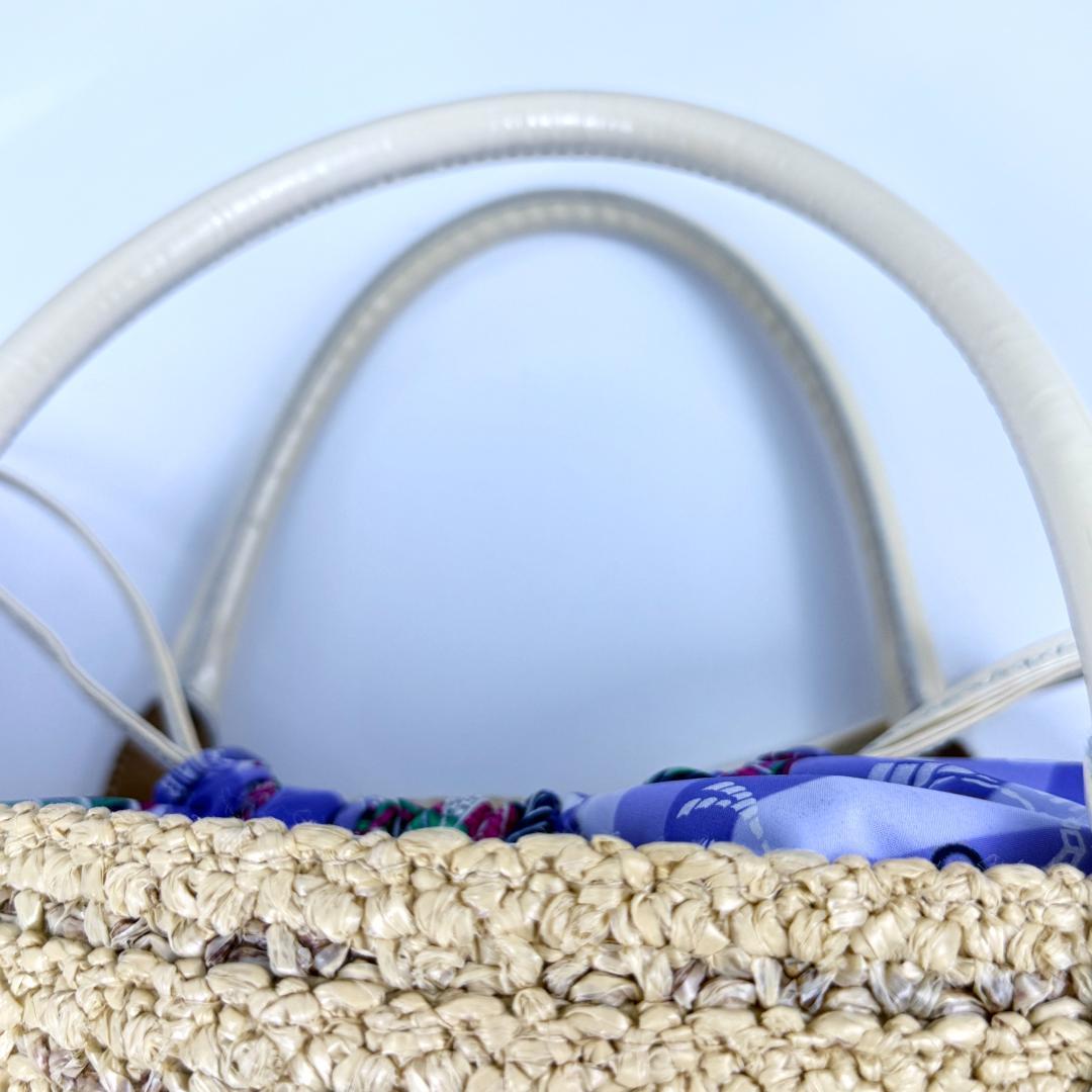 美品　サルヴァトーレフェラガモ ストロー ラタン ガンチーニ カゴバッグ