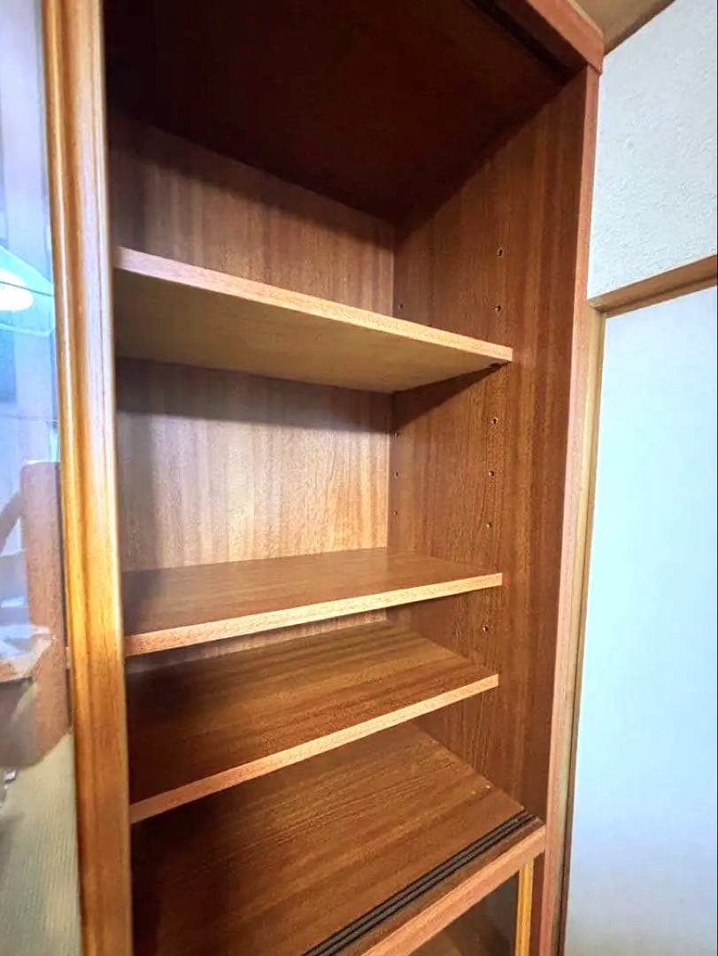 【 処分 格安 美品 】 木製 本棚 ガラス戸 コレクション