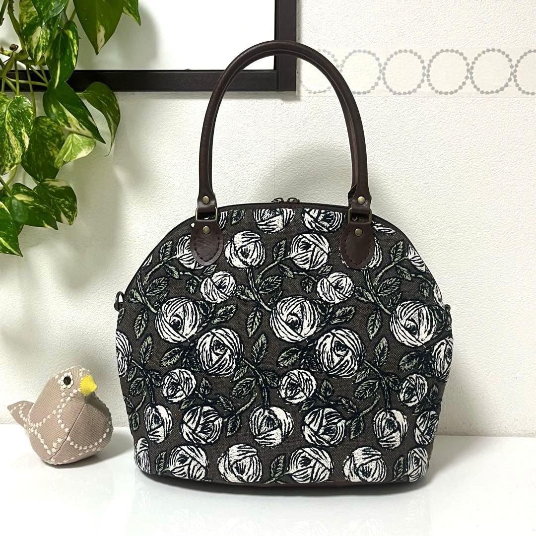 ミナペルホネン　ハンドメイドバッグ　楕円底ファスナーバッグ