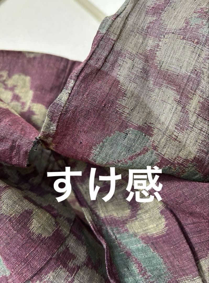 上布 単衣 浴衣 牡丹 麻 夏着物 身丈156 検索)能登上布 越後 本麻 古布