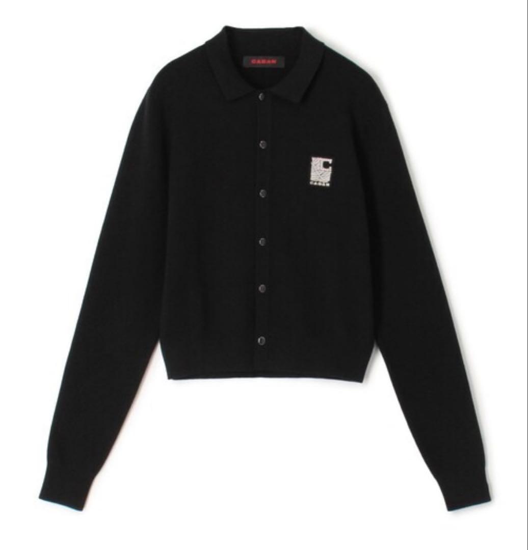 CABaN コットンカシミヤ パールロゴポロカーディガン