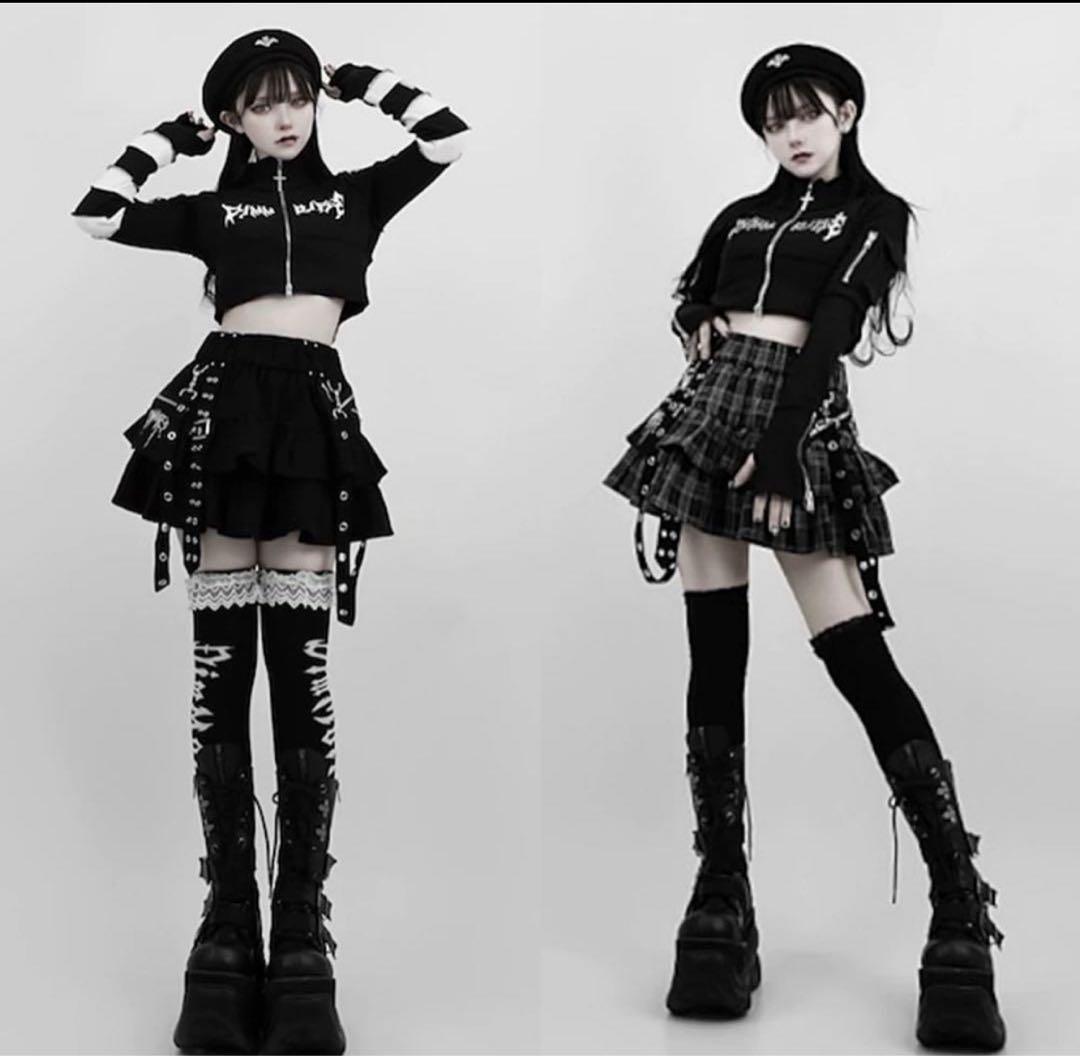 Dimmoire PUNKフリルミニスカート【ブラック】