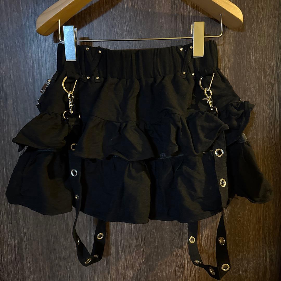 Dimmoire PUNKフリルミニスカート【ブラック】