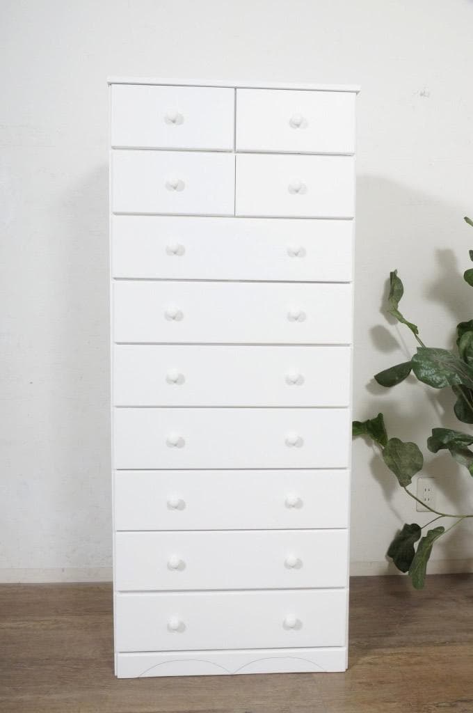 【新品】天然木　幅60cm　11杯　ハイタイプ 白チェスト　タンス　アウトレット