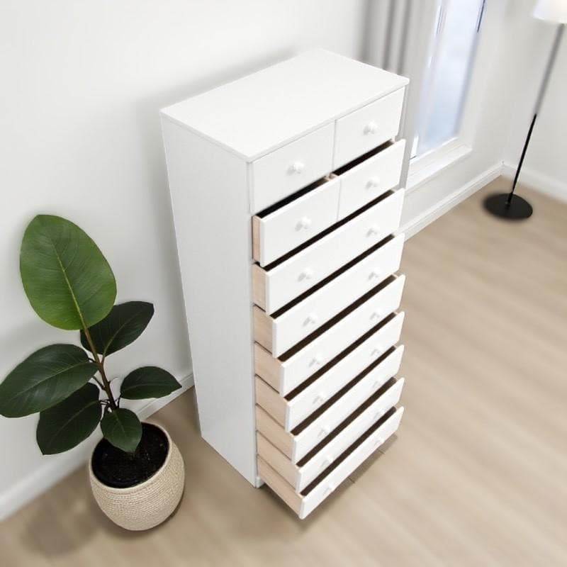 【新品】天然木　幅60cm　11杯　ハイタイプ 白チェスト　タンス　アウトレット