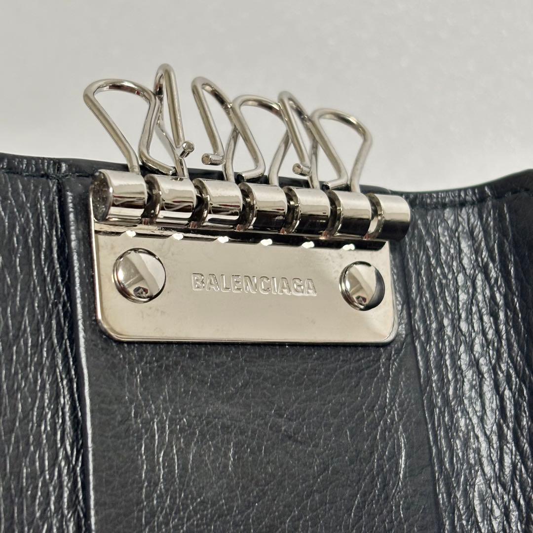 美品♡BALENCIAGA バレンシアガ ペーパー 6連キーケース リング 黒