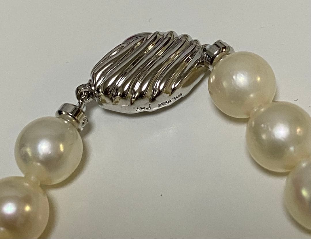 本真珠 ネックレス パール シルバー刻印 40cm 約8mmぐらい