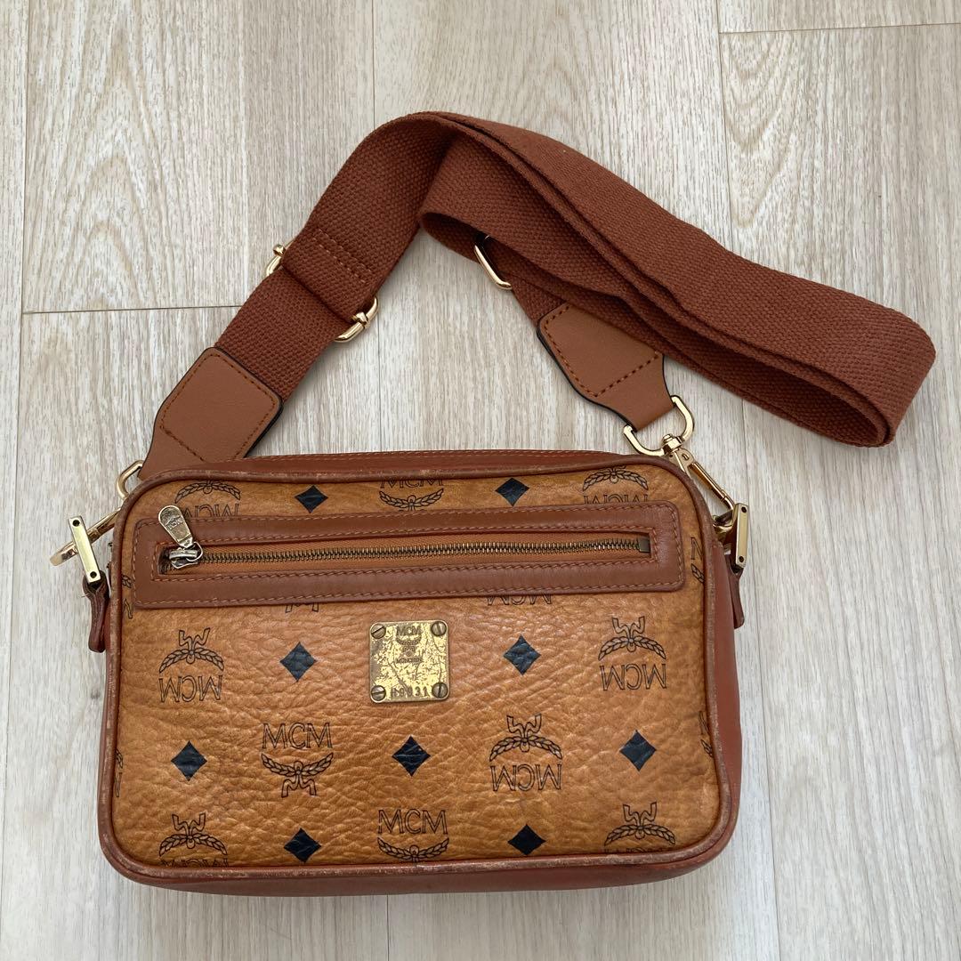 た*ろ様 MCM ブラウンレザー ベルト新品　ショルダーバッグ