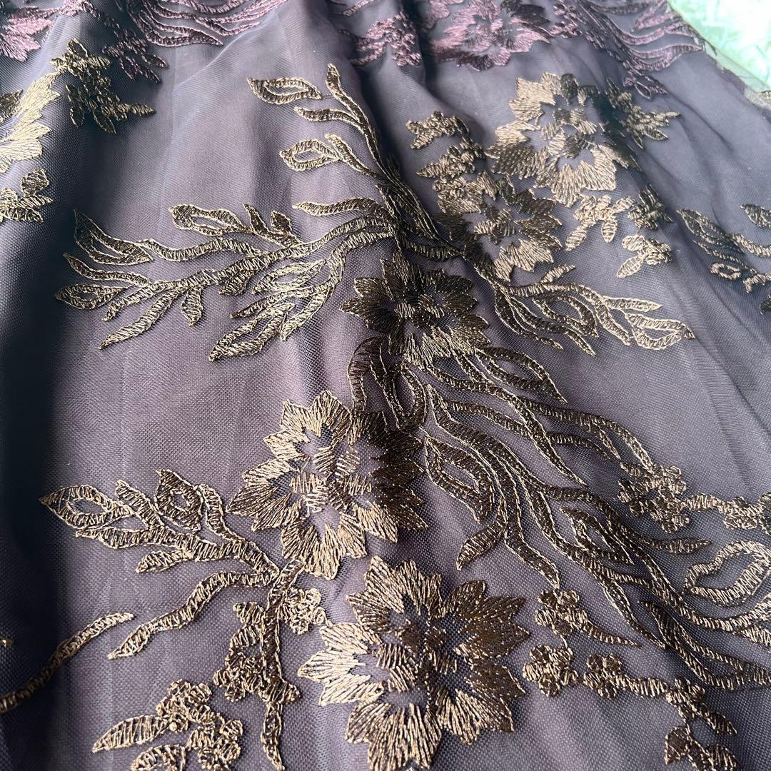 【新品】etoll. エトル　グラデーション刺繍レースフレアドレス　ブラウン