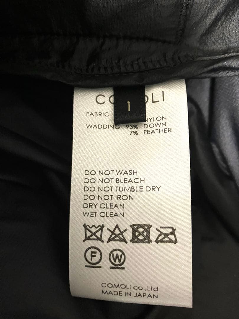 【23AW】comoli ダウンベスト サイズ 1 ブラック コモリ