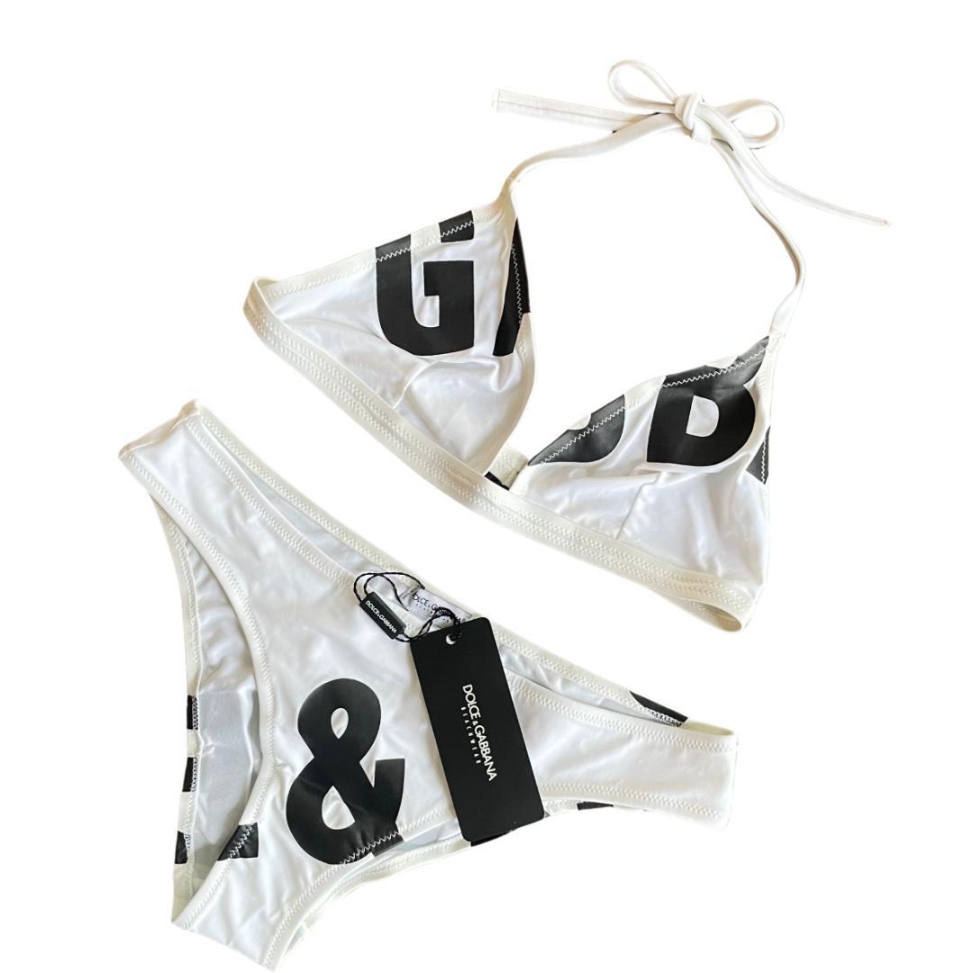 【新品未使用】ドルチェ&ガッバーナ トライアングルビキニ レディース水着 白×黒