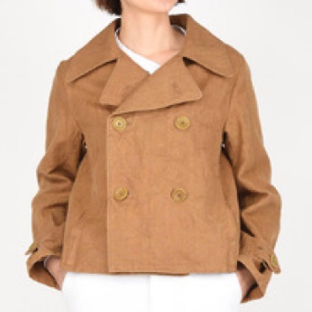 定価¥75.900【未使用】45R/リネンダックのショートPコート/ベージュ