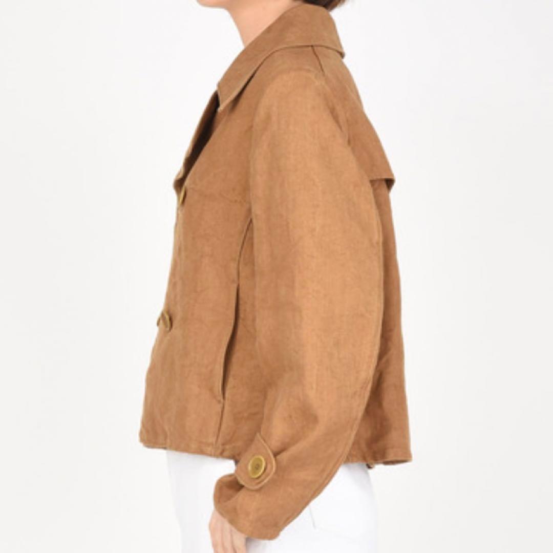 定価¥75.900【未使用】45R/リネンダックのショートPコート/ベージュ