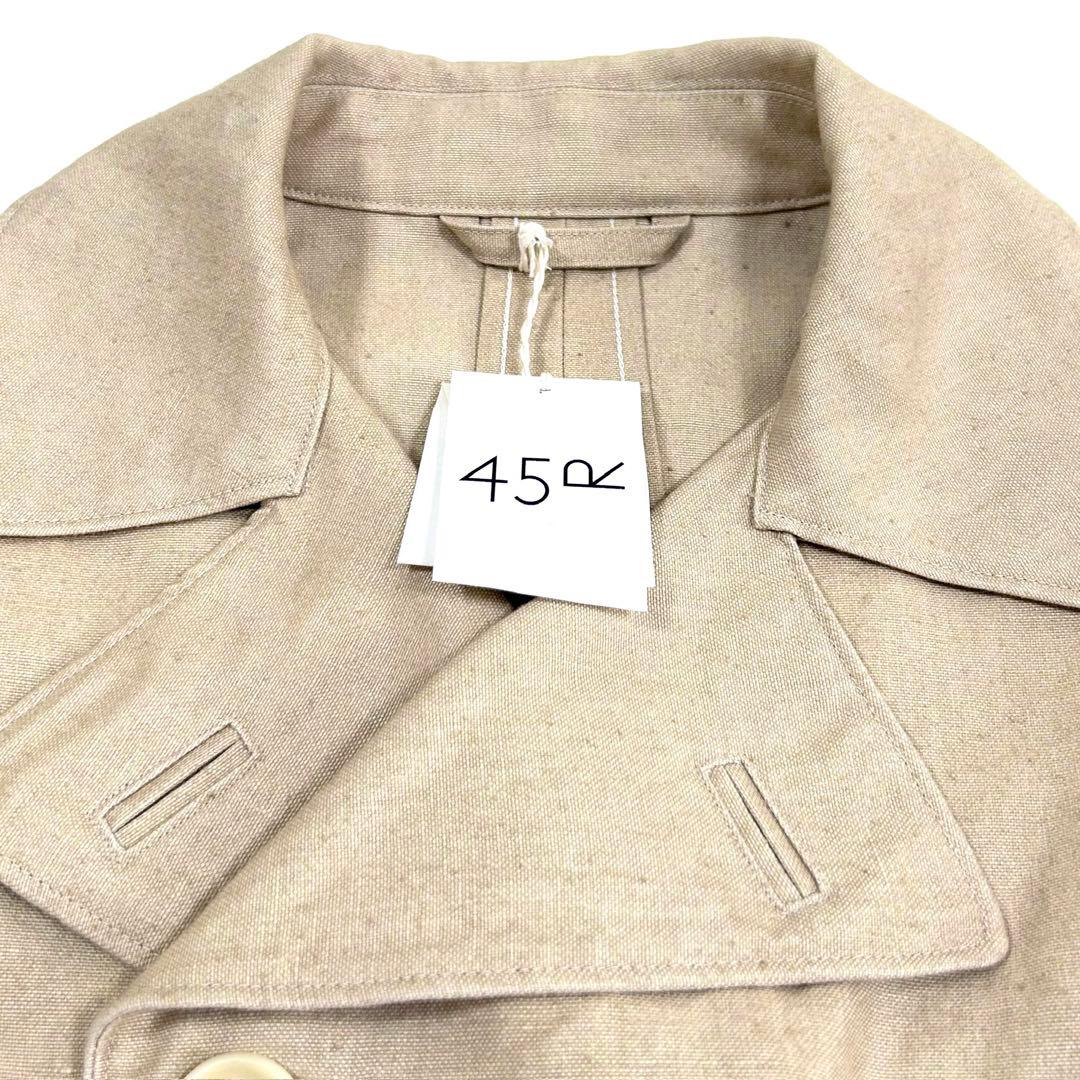 定価¥75.900【未使用】45R/リネンダックのショートPコート/ベージュ