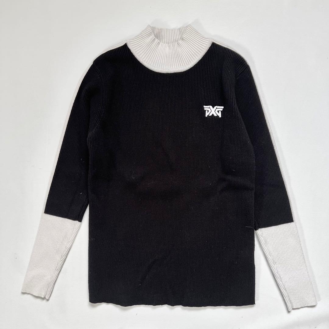 PXG ピーエックスジー　ハイネック　セーター　レディース　ニット　ゴルフ　白黒