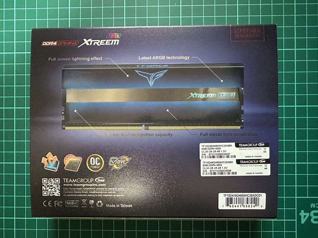 新品未開封 T-FORCE DDR4 4800MHz メモリ 8GBx2枚