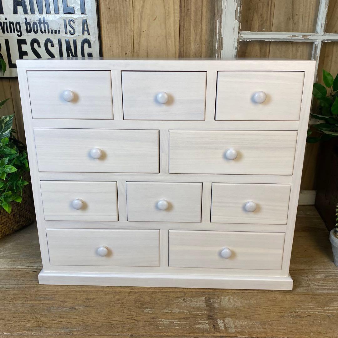 大幅値下げセール中！木製多引き出し桐チェストタンスBホワイト60㎝×53㎝収納