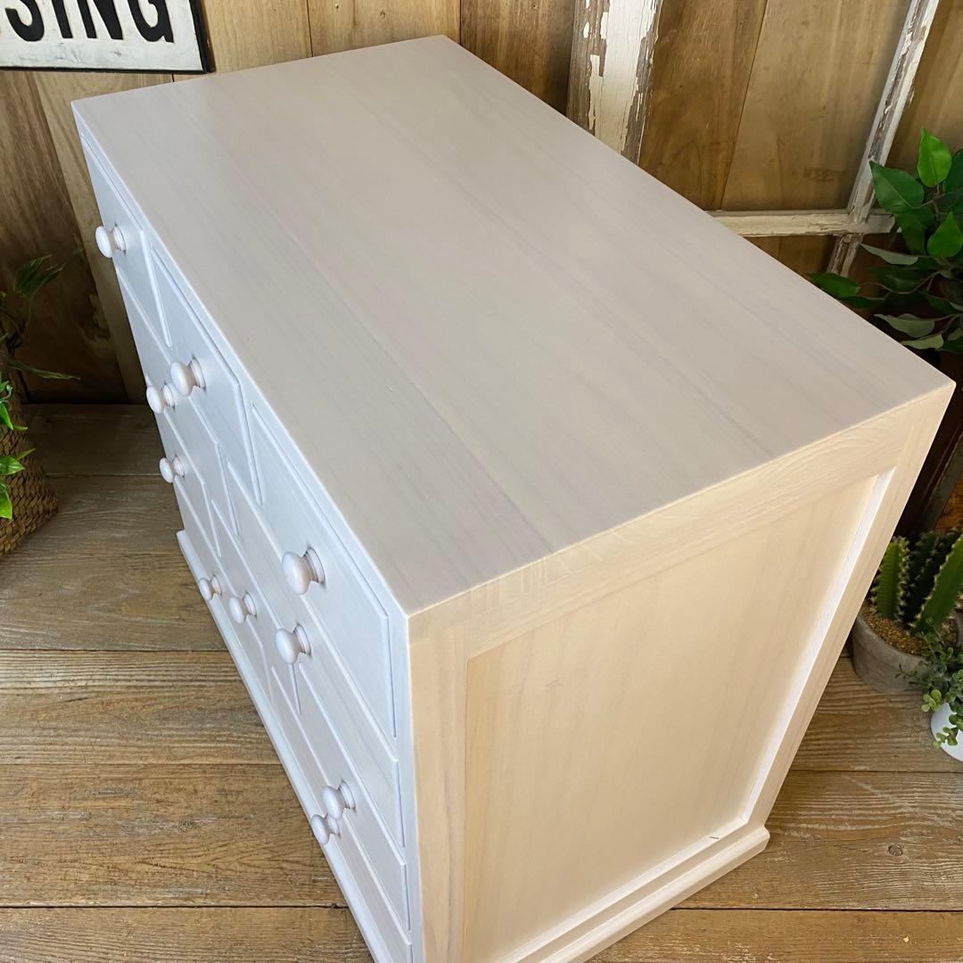大幅値下げセール中！木製多引き出し桐チェストタンスBホワイト60㎝×53㎝収納