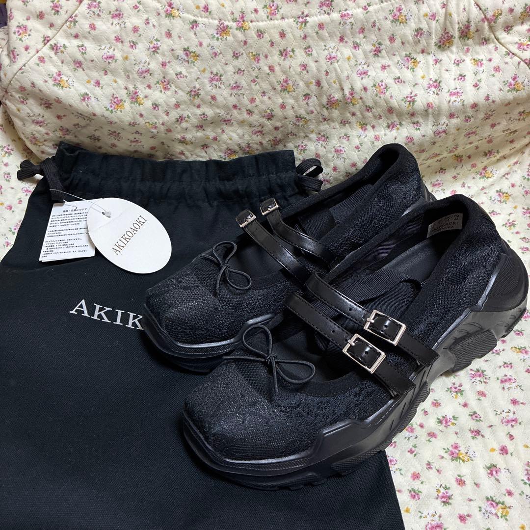 靴 AKIKOAOKI GISELLE LACE BK X BK 36