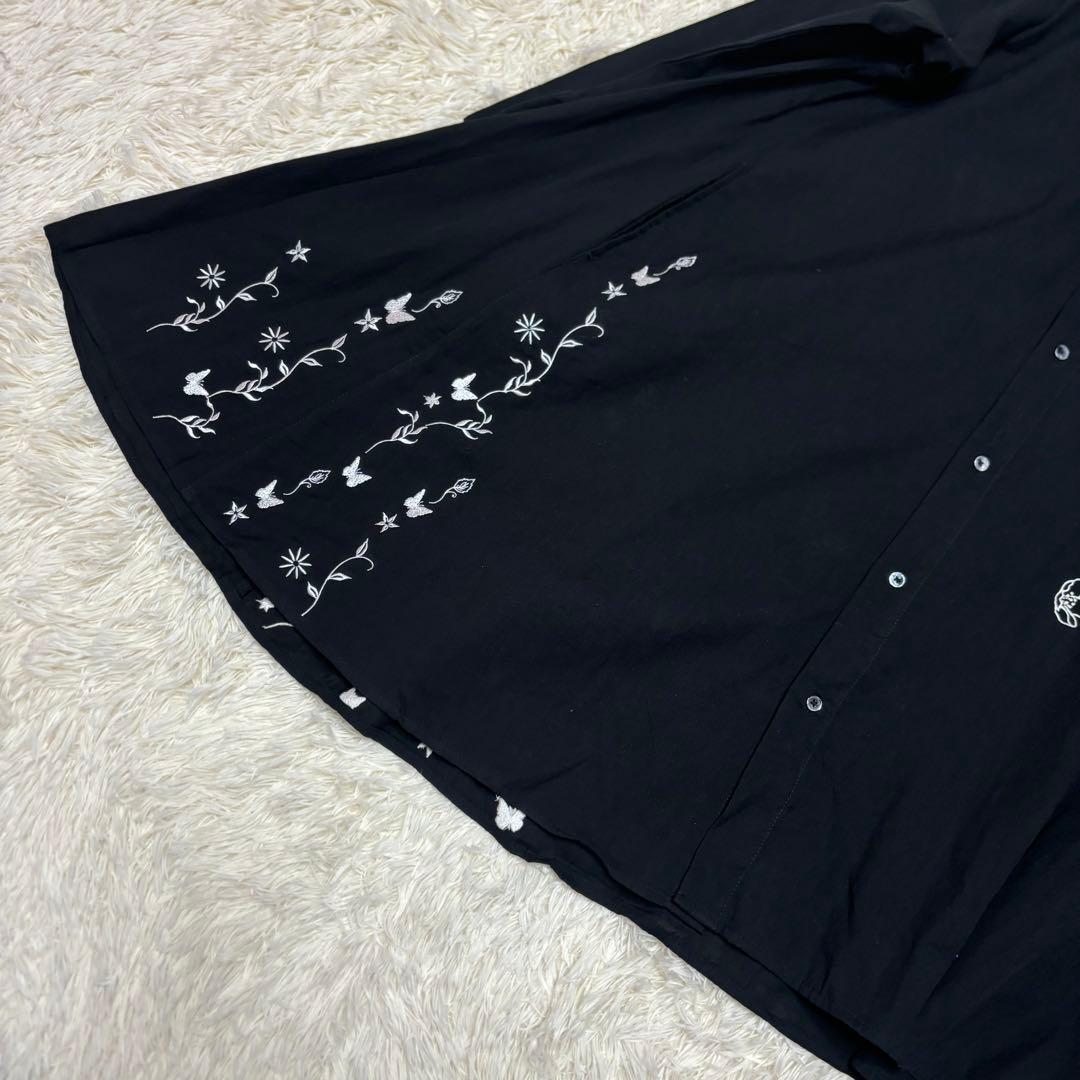 KON-JAKU 華麗なるシャツワンピース　刺繍　和モダン　狐　今昔