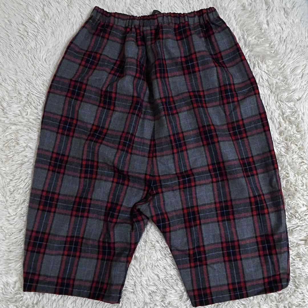 美品✨グランマママドーター チェック セミバルーン サルエル パンツ 赤 グレー