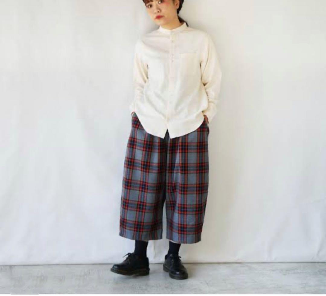 美品✨グランマママドーター チェック セミバルーン サルエル パンツ 赤 グレー