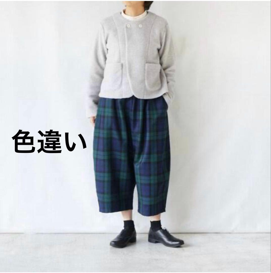 美品✨グランマママドーター チェック セミバルーン サルエル パンツ 赤 グレー