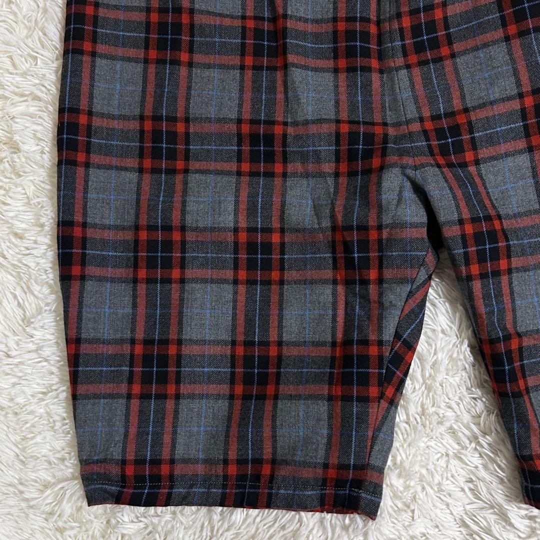 美品✨グランマママドーター チェック セミバルーン サルエル パンツ 赤 グレー