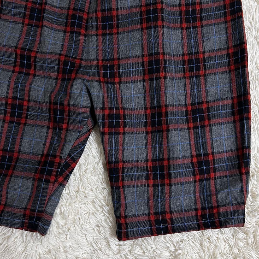 美品✨グランマママドーター チェック セミバルーン サルエル パンツ 赤 グレー