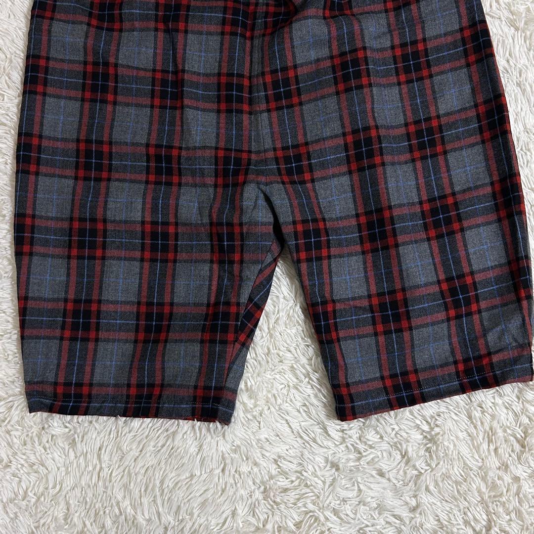 美品✨グランマママドーター チェック セミバルーン サルエル パンツ 赤 グレー