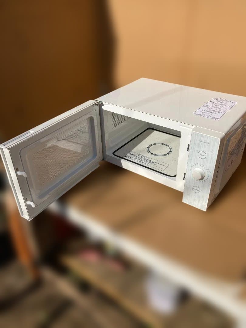 山善ホワイト電子レンジ 18lコンパクト ダイヤル式