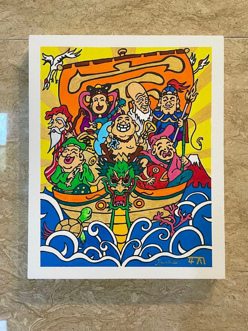 うさ☆ 開運絵画 七福神 アクリル画 絵画 龍ノツカイ 金運