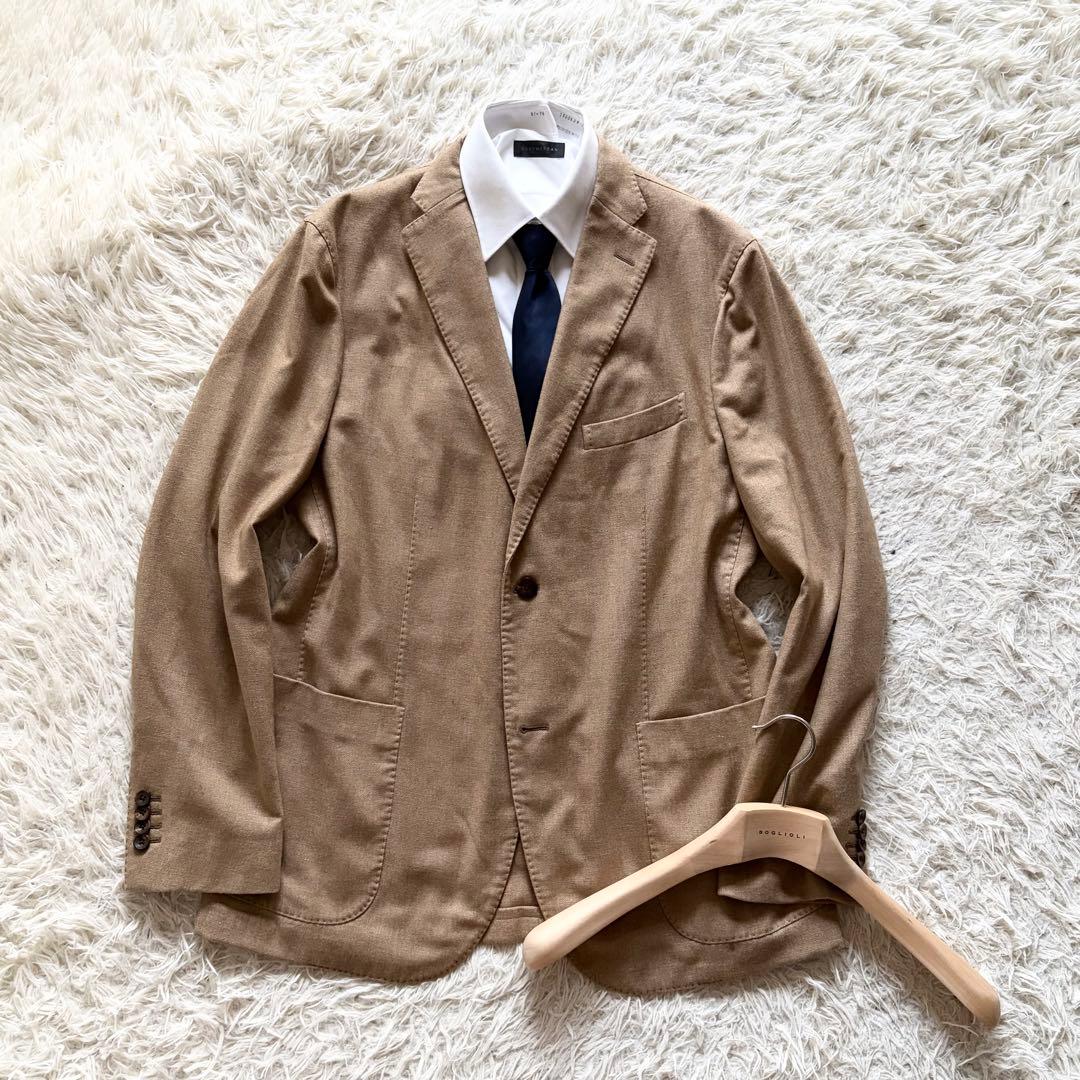 <極美品>BOGLIOLI 新ロゴ ベージュ カシミヤ ジャケット サイズ54