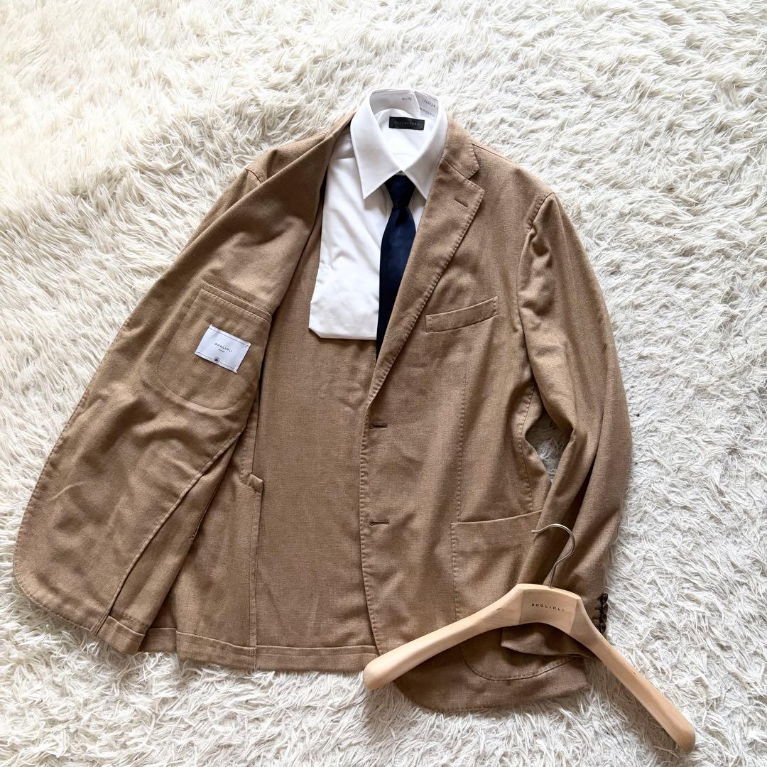 <極美品>BOGLIOLI 新ロゴ ベージュ カシミヤ ジャケット サイズ54