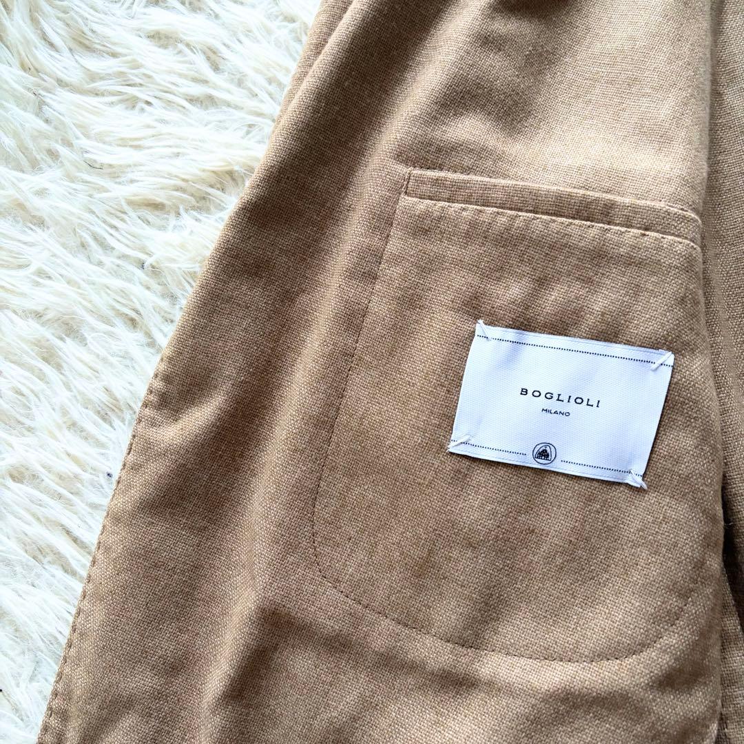 <極美品>BOGLIOLI 新ロゴ ベージュ カシミヤ ジャケット サイズ54